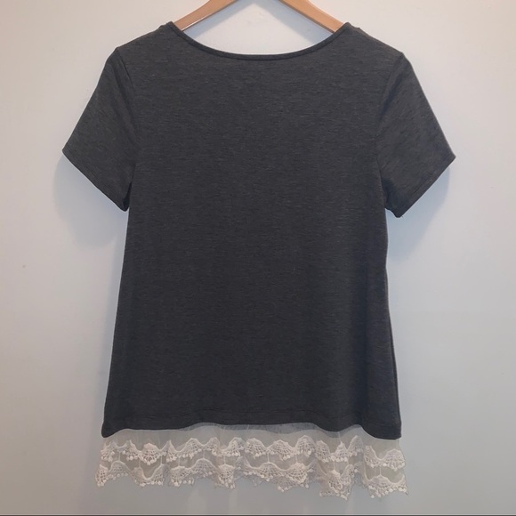 AB Studio Scoop Neck Top with Lace Trim Women’s Size Medium - Picture 8 of 10